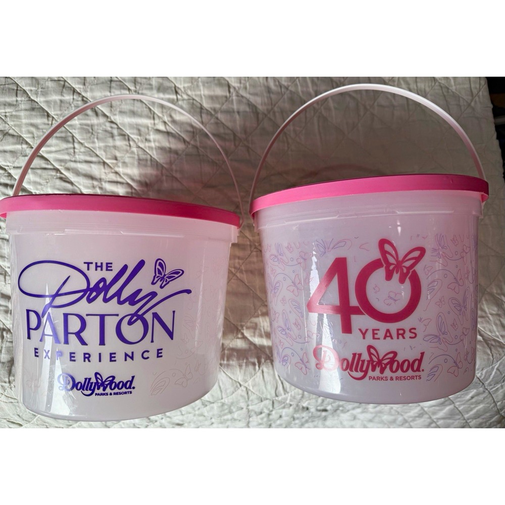 Dollywood Dolly Parton 40 Years Experience Souvenir Popcorn Buckets Lot of 2